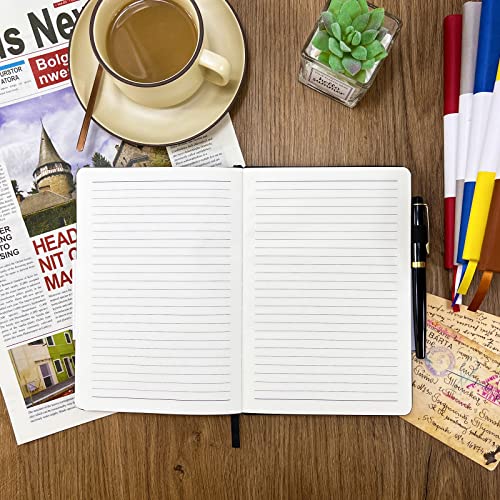 Notebook Journal, College Ruled Notebook Lined A5 160 Pages,Hard Cover Journals for Writing, Notebooks for Work Office School Women Men,5.7 inches x 8.4 inches(Black) - color: Black