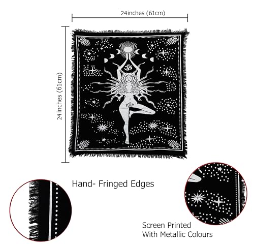 Indian Consigners Witchcraft Supplies Tarot Spread Alter Cloth Triple Altar - color: Silver Goddess, size: 24" x 24" (Square)