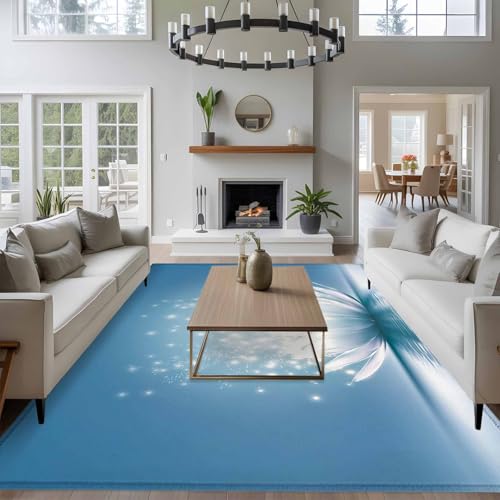 9x12ft Rectangle Rug,Meditation Lotus Flower Washable Area Rugs Non-Slip Accent Rug Asian Zen Spiritual Soft Circle Carpet for Living Room Bedroom Home Office Decor - size: 108x144in