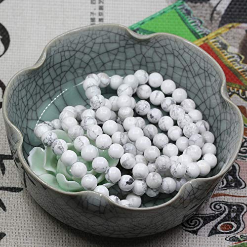 Amandastone Natural Gemstone 8mm Round Beads Stretch Bracelet 7 Inch - color: White Howlite