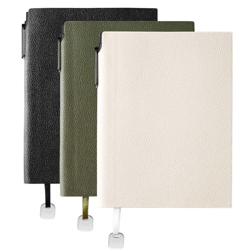 Lined Journal Notebook for Women A5 Softcover Journals for Writing 160 Pages Daily Journaling College Ruled Notebooks for Work School Note Taking, Business 6.38'' X 8.28'' (3pack-White/Army Green/Black) - color: 3pack-White/Army Green/Black
