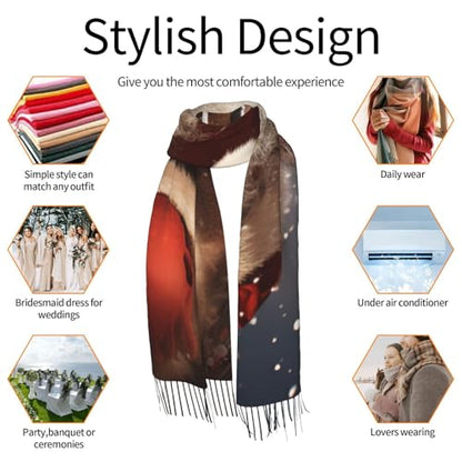 Astronaut Sitting in Yoga Chakra Scarf for Women Warm Soft Scarves Fashion Fringed Shawl Casual Tassel Blanket Scarf - color: Christmas Accidents
