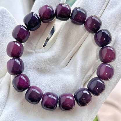MUDI Bracelet For Women, Bodhi Seed Beads Bracelets Fidget Healing Energy Protection Stretch to My Man Jewelry Gift - color: Round Purple Like Grape