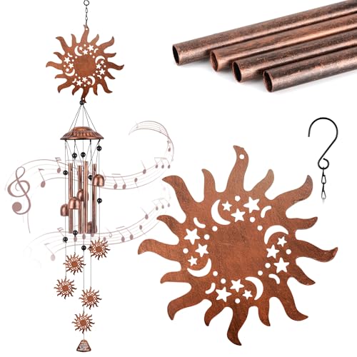 Sun Wind Chimes for Outdoor,Cat Gifts for Women/Men/Sympathy Gift/Memorial/Festival Birthday Gifts Metal windchimes Outside/Indoors,Patio,Garden,Yard Decor,Home,Porch Decoration - color: Sun