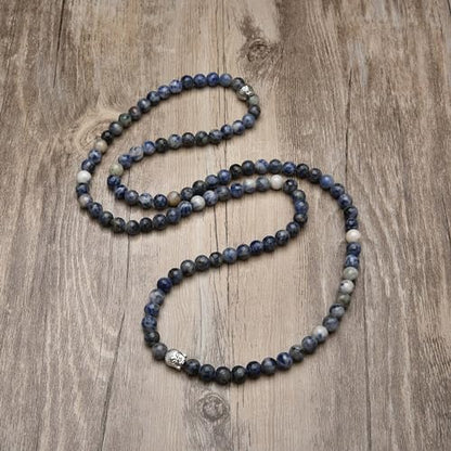 Buddha Charm Meditation Jewelry of 108 Mala Prayer Beads Bracelet or Necklace - style: Sodalite