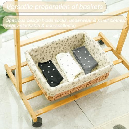 Storage basket,Woven handmade baskets for storage with liners,Rectangle storage bins for shelves,Closet,Organizing (Wicker)