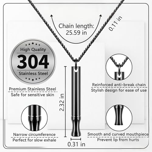 LAMKHOO Breathing Necklace to Quit Smoking and Vaping with Refillable Mint Pods Stop Smoking Aids Fidget Necklace for Anxiety Relief Smokeless Inhaler for Adults (Black) - color: Black