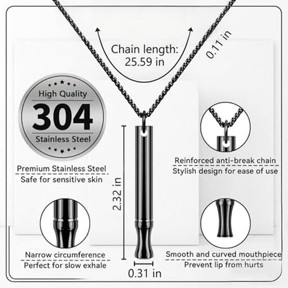 LAMKHOO Breathing Necklace to Quit Smoking and Vaping with Refillable Mint Pods Stop Smoking Aids Fidget Necklace for Anxiety Relief Smokeless Inhaler for Adults (Black) - color: Black