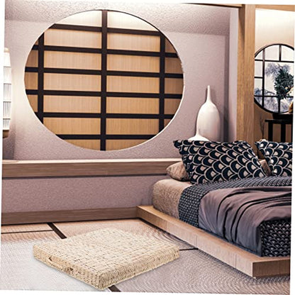 1pc Handmade Woven Straw Cushion Comfortable Meditation Mat for Living Room Bedroom Yoga Practices Stylish Indoor Floor Pillow