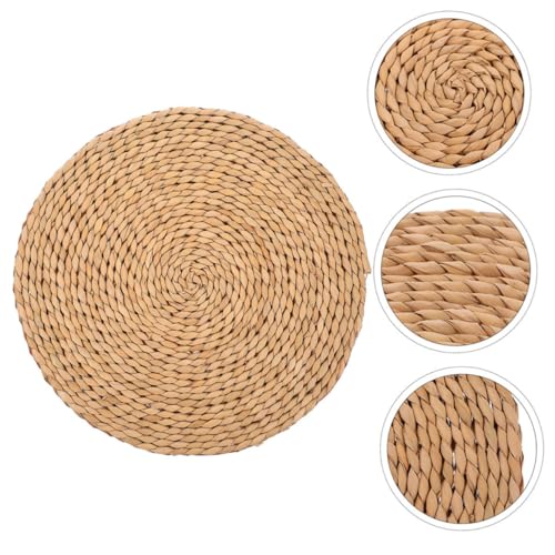 SUPVOX Thickened 1.5cm Natural Woven Meditation Cushion Yoga Seating Pad 40cm Diameter Floor Pillow for Indoor Outdoor Picnic and Zen Practice