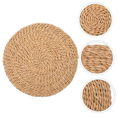 SUPVOX Thickened 1.5cm Natural Woven Meditation Cushion Yoga Seating Pad 40cm Diameter Floor Pillow for Indoor Outdoor Picnic and Zen Practice