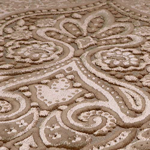 Modefa Luxury Velvet Prayer Rug with Prayer Beads | Soft Elegant Muslim Turkish Janamaz Sajada Carpet for Men and Women | Plain Solid Prayer Mat Ramadan Eid Gift - Paisley (Golden Beige) - color: Golden Beige