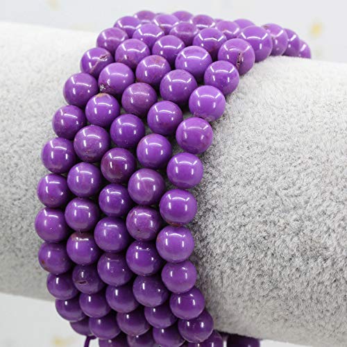 Keleny Natural Gemtone 6mm Round Beads Crystal Adjustable Braided Macrame Tassels Bracelets Unisex - color: Purple Lavendar Phosphosiderite