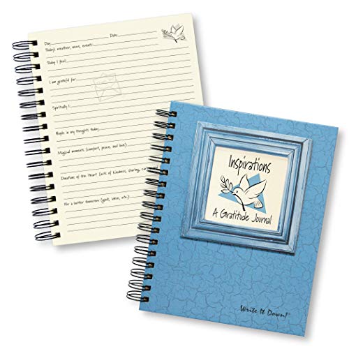 Write it Down series by Journals Unlimited, Guided Journal, Inspirations, A Gratitude Journal, Full-size 7.5"x 9", Blue Hard Cover, Made in USA