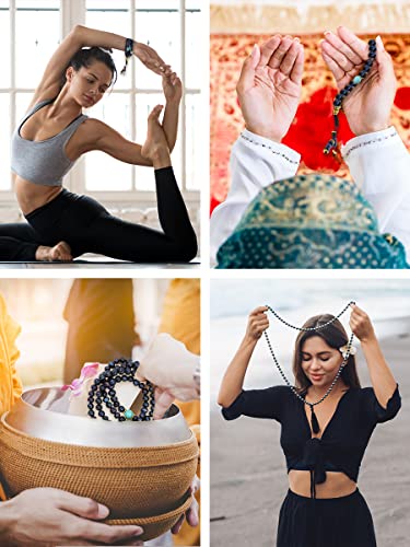 Mandala Crafts Buddhist Prayer Beads 108 Necklace Bracelet - Pearl Prayer Beads for Women - Tibetan Pearl Mala Beads 108 for Yoga Meditation - color: Black