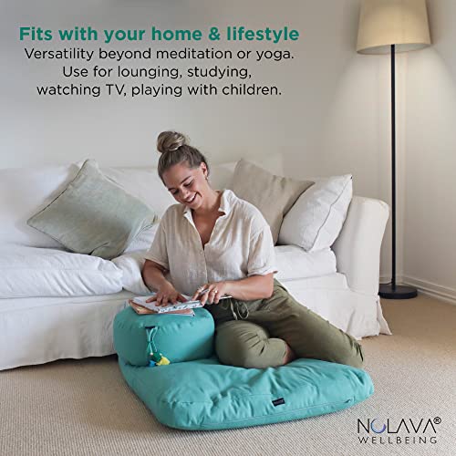 NOLAVA Round Zafu Cushions 15"x6" & Zabuton Meditation Cushions 32"x28"x3" - Premium Comfort for Mindful Practices - Yoga Bolster Pillow & Meditation Floor Pillow Essentials - color: Soft Green
