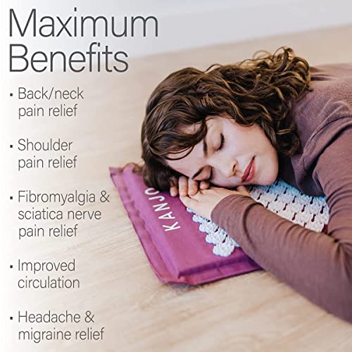 Acupressure Mat and Pillow Set for Back Pain Relief & Neck Pain Relief, with Pressure Points for Muscle Pain Relief with Travel Bag - Amethyst