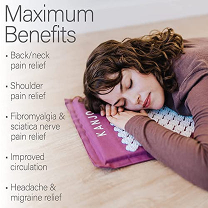 Acupressure Mat and Pillow Set for Back Pain Relief & Neck Pain Relief, with Pressure Points for Muscle Pain Relief with Travel Bag - Amethyst