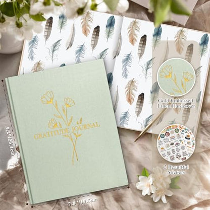 Lanpn Daily Gratitude Journal for Woman Men, 4 Month Mindfulness & Affirmation Planner, 7.8"x9.2" The 5 Minute Grateful Diary, Guided Reflection with Positivity Prompts Undated Notebook, Sage Green - color: Sage Green