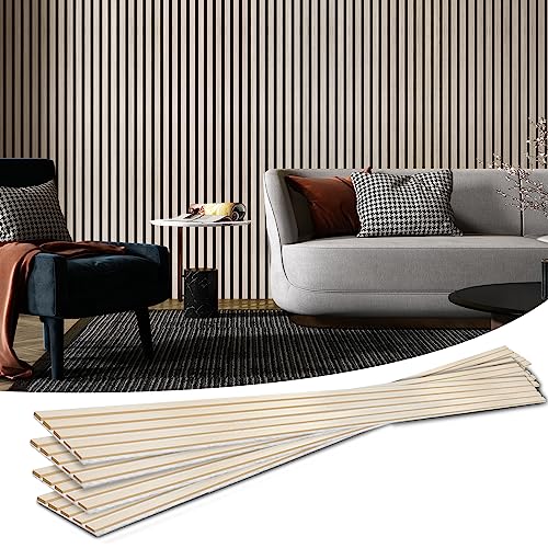 Art3d 4-Piece Wood Slat Acoustic Panels for Stylish Decor and Noise Reduction, 3D Textured Panel for Ceiling and Wall, White Elm - color: White Elm, size: 4Pcs - 94.5 * 7.9 inch