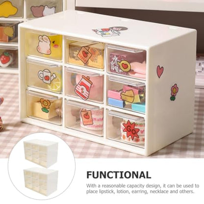 Cabilock 2pcs Clear Storage Drawer Organizer Multifunctional Sundries Storage Box for Jewelry Makeup and Crafts Stackable Design for Bathroom Office and Bedroom Use