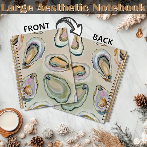 Oyster Gifts Spiral Notebook 5.5x8.3, Coastal Beach Oyster Shell Journal, Ocean Journal Gifts, Beach Notebooks for Note Taking - color: Notebook-04