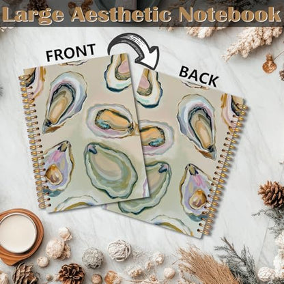 Oyster Gifts Spiral Notebook 5.5x8.3, Coastal Beach Oyster Shell Journal, Ocean Journal Gifts, Beach Notebooks for Note Taking - color: Notebook-04