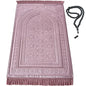 Modefa Luxury Velvet Prayer Rug with Prayer Beads | Soft Elegant Muslim Turkish Janamaz Sajada Carpet for Men and Women | Plain Solid Prayer Mat Ramadan Eid Gift - Najma (Dark Pink) - color: Najma Dark Pink