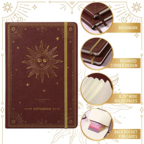 Artfan Ruled Notebook/Journal – Premium Thick Paper Faux Leather Classic Writing Notebook with Pocket + Page Dividers Gifts, Banded, Large, 144 Pages, Hard Cover, Lined (5.8 x 8.4) - Burgundy - color: RED