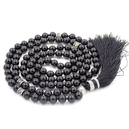 mala Beads Necklace for Women Man, mala Bracelet, Prayer Beads Necklace - color: black onyx