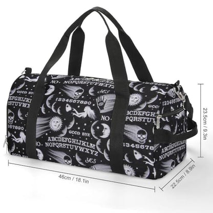 Skull Moon Sun Gothic Witch Board Seamless Black Large Capacity Portable Fitness Bag, Easy to Carry - color: skull moon sun Gothic Witch Board Seamless bl