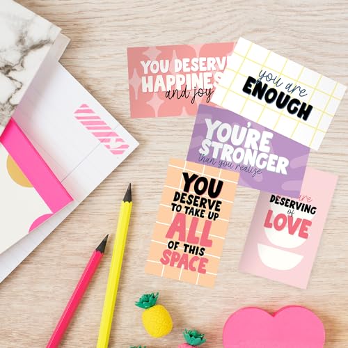 Canopy Street Strong Mental Health Mini Quote Cards / 50 Motivational Kindness Cards / 25 Vibrant Uplifting Designs / 2" x 3.5" Flat Business Card Size/Small Inspirational Daily Quote Cards - color: Strong Mental Health