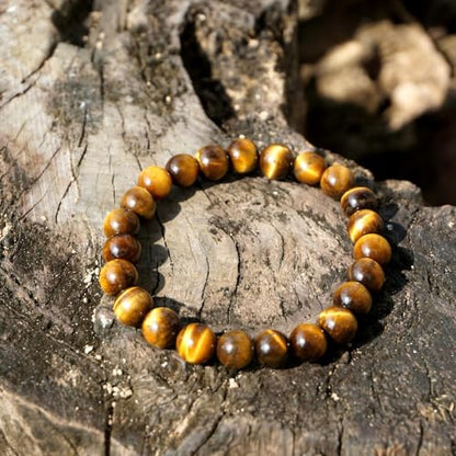 Natural Handmade Healing Chakra Bracelet - color: 10mm-Yellow Tiger Eye-FOR 7-8 INCH WRIST