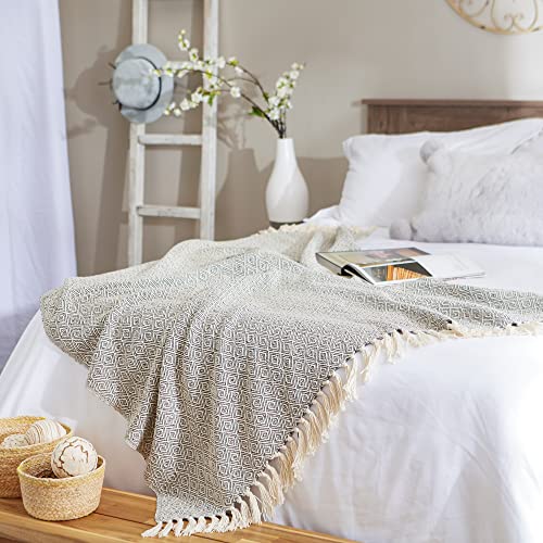 DII Global, Fields of Diamond Woven Throw, 50x60, Mineral - color: Mineral