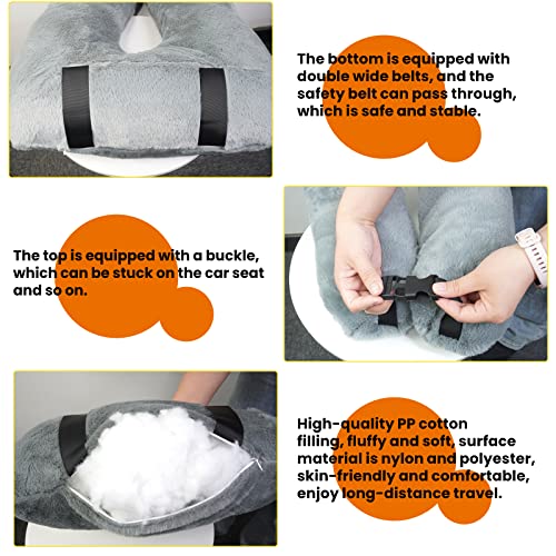 Travel Pillow Car Pillow(28x18in) U Shaped Cushion Pillow, Long Distance Travel Sleep Pillow for Head and Body Support for Adults Children (Grey) - color: Grey