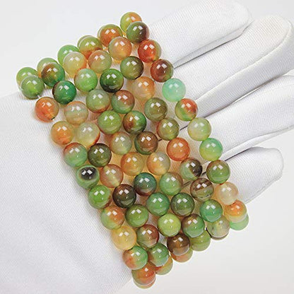 MJDCB Featured Men Women 8mm Beads Bracelet Elastic Natural Stone Yoga Bracelet Bangle 6.7" - color: Peacock Agate