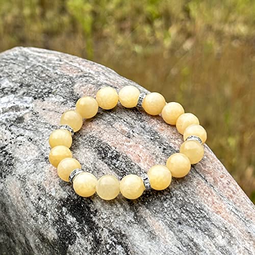 Healing Bracelet For Women Anxiety Crystal Bracelet Chakra Beaded Bracelets Rose Quartz Crystals And Healing Stones Yoga Bead Bracelet Calming Stretch Bracelet Stress Relief Gifts For Women - color: Yellow-Jade