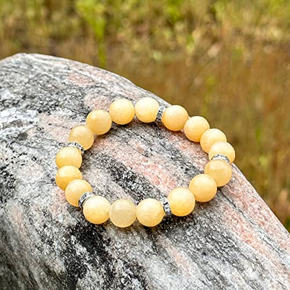 Healing Bracelet For Women Anxiety Crystal Bracelet Chakra Beaded Bracelets Rose Quartz Crystals And Healing Stones Yoga Bead Bracelet Calming Stretch Bracelet Stress Relief Gifts For Women - color: Yellow-Jade