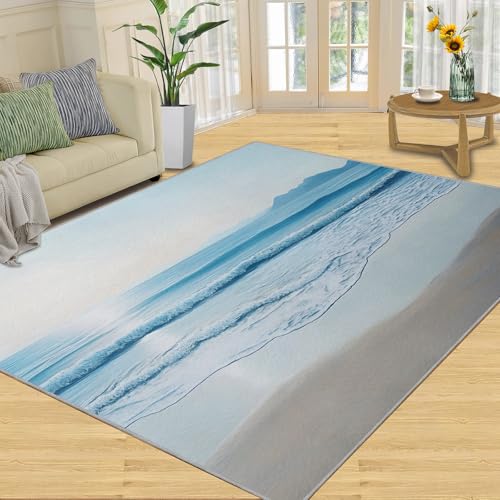 Beach Area Rug, Sea Rugs for Living Room, Sea View Bedroom Rug, Machine Washable Rugs for Sofa Kitchen Dining, Non-Slip Home Decor Carpet - 3x5 ft - color: Beach, size: 3'x5' /36"x60"