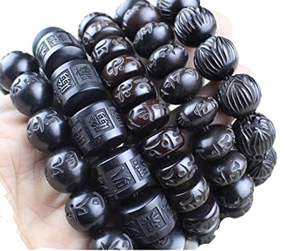 Tibetan Buddhist Mala Buddha Bracelet Natural Wood Bead Bracelet Om Meditation Yoga Prayer Bracelets - color: C, size: 15mm