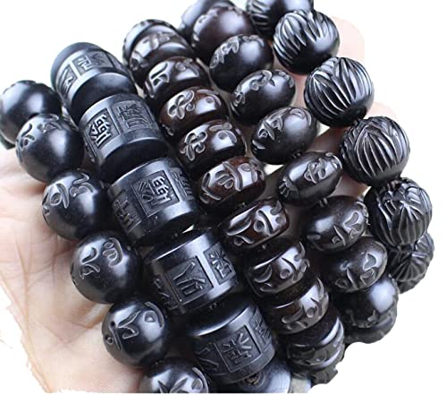 Tibetan Buddhist Mala Buddha Bracelet Natural Wood Bead Bracelet Om Meditation Yoga Prayer Bracelets - color: A, size: 15mm