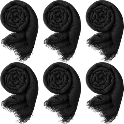 Geyoga 6 Pcs Women Scarf Shawl Hijab Scarves Cotton Crinkle Hijab for Women Blend Shawl Crinkle Wrap Head for Seasons - color: Black