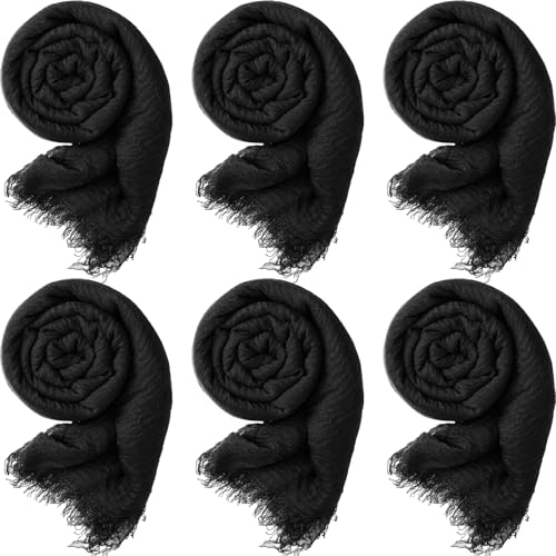 Geyoga 6 Pcs Women Scarf Shawl Hijab Scarves Cotton Crinkle Hijab for Women Blend Shawl Crinkle Wrap Head for Seasons - color: Black
