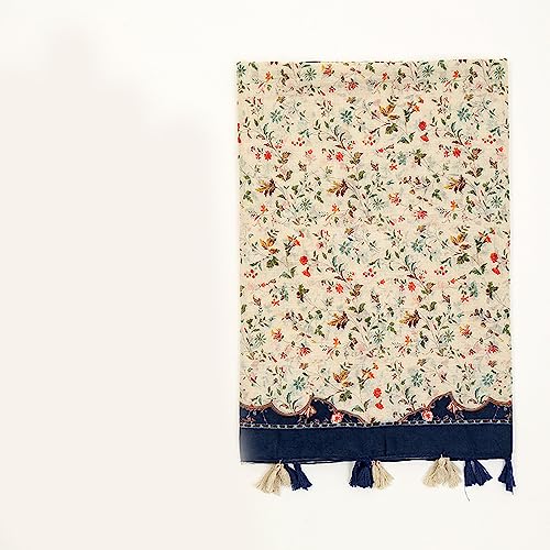 YOUR SMILE Large Boho Scarf for Women Lightweight Floral Printed Scarves Fall Winter Fashion Fringed Shawl wraps - color: 16 Beige Shivering
