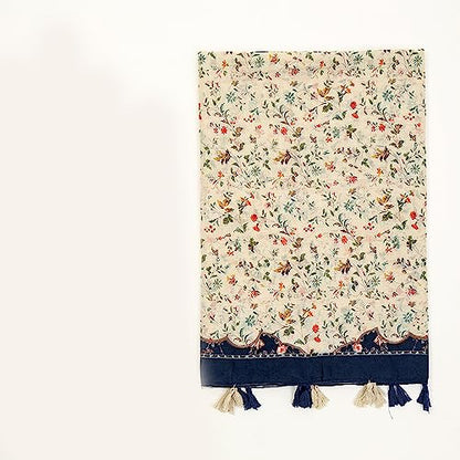 YOUR SMILE Large Boho Scarf for Women Lightweight Floral Printed Scarves Fall Winter Fashion Fringed Shawl wraps - color: 16 Beige Shivering