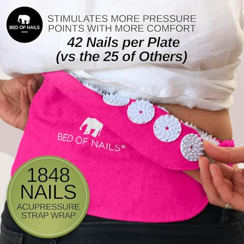 Bed of Nails Strap Original Bon Acupressure Design with 1848 Precision Nails, 15 x 8, Pink