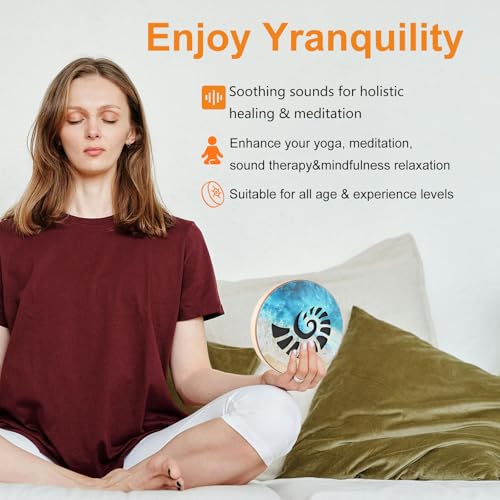 Ocean Wave Drum 7.1 inch Wooden Stream Water Drum Sound Healing Meditation Instrument for Yoga Chakra Relaxation Sound Bath Therapy - size: 7 inch