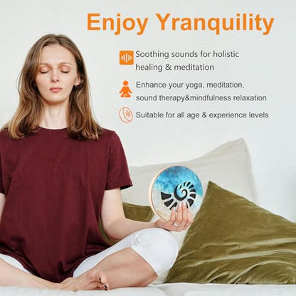 Ocean Wave Drum 7.1 inch Wooden Stream Water Drum Sound Healing Meditation Instrument for Yoga Chakra Relaxation Sound Bath Therapy - size: 7 inch