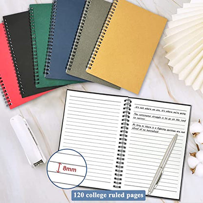 GINMLYDA Small Spiral Notebook 12Pack, 120 College Ruled Lined Pages 5.5 x 8.25 Inches Bulk Spiral Bound A5 Journal Notebooks & Writing Notepads for Work School Home Office Note Taking Journaling