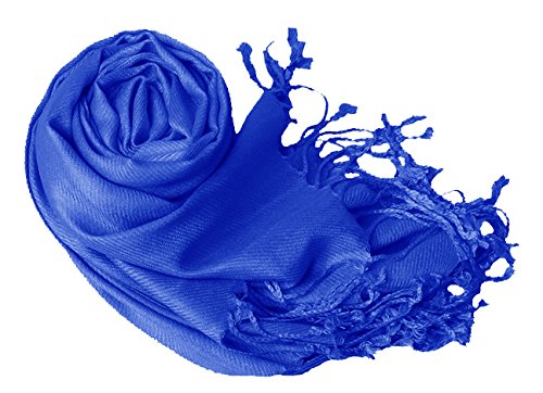 Peach Couture Women’s Pashmina Shawl Wrap – Warm Long Large Scarf for Evening Dress, Bridesmaid, Wedding & Bridal Wear - color: Blue